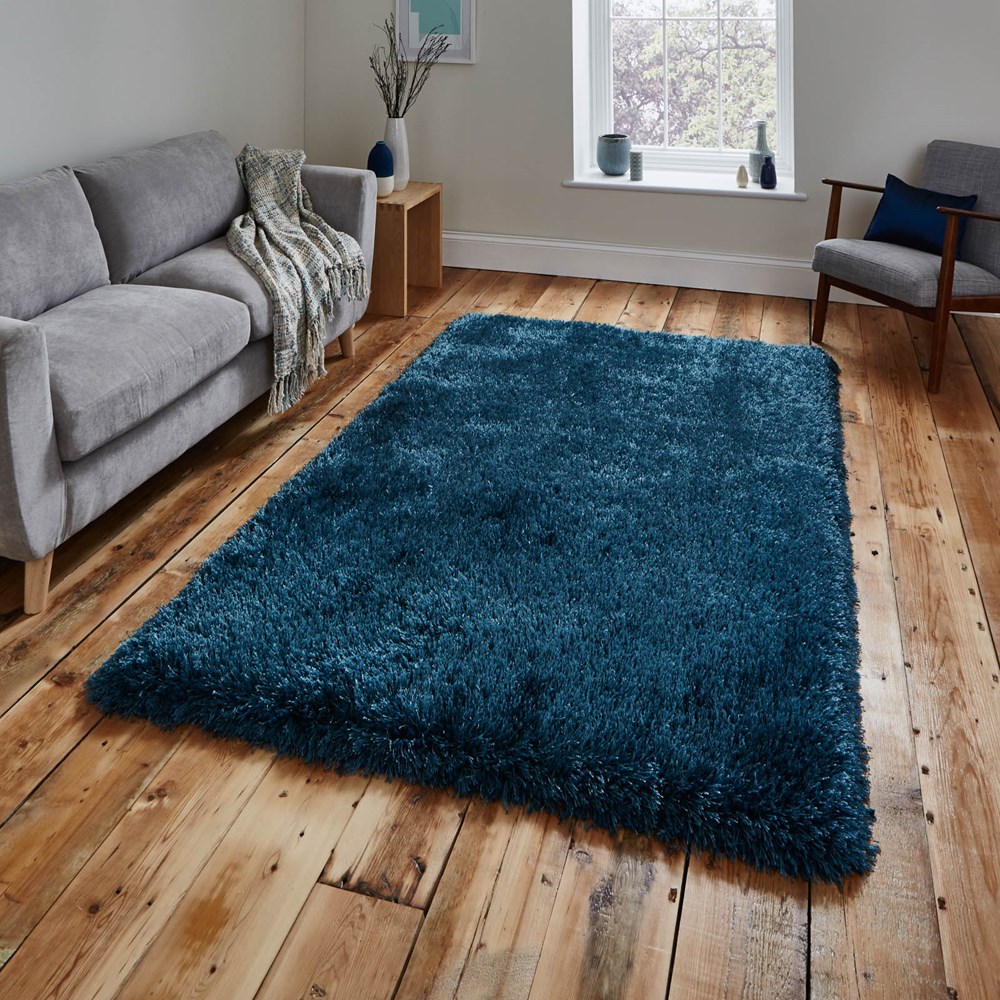 Montana Shaggy Rugs in Steel Blue